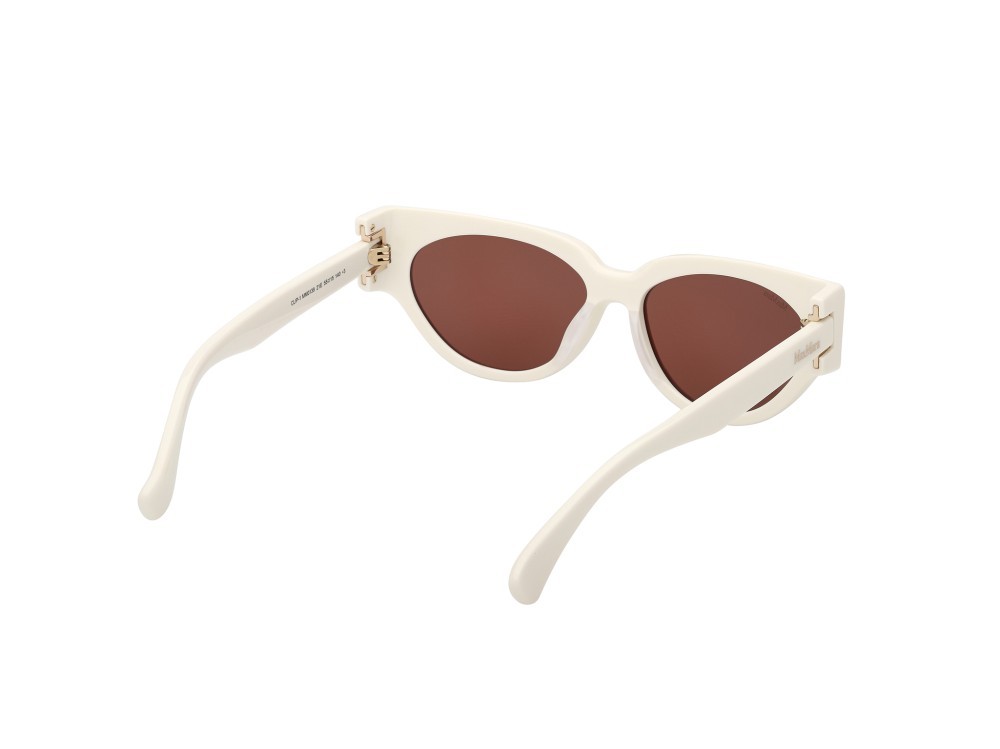 Occhiali da sole MaxMara Clip-1 MM0139 (21E) colore bianco lucido forma cat eye lenti marrone