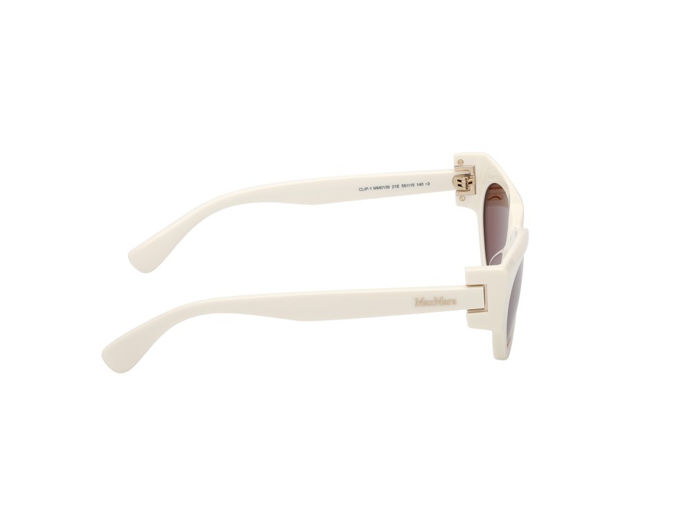 Occhiali da sole MaxMara Clip-1 MM0139 (21E) colore bianco lucido forma cat eye lenti marrone