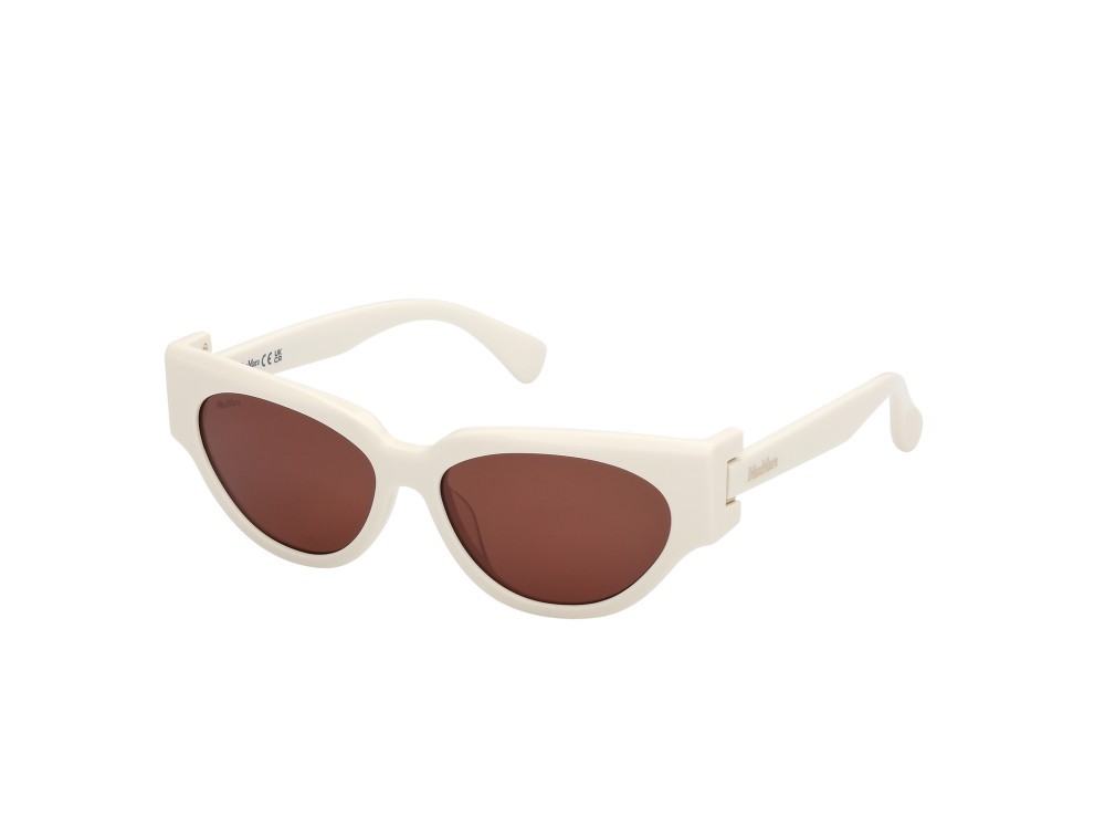 Occhiali da sole MaxMara Clip-1 MM0139 (21E) colore bianco lucido forma cat eye lenti marrone
