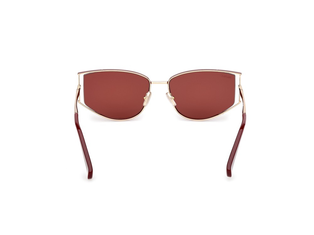Occhiali da sole MaxMara Menton-3 MM0141 (69S) colore bordeaux lucido - oro pallido lucido forma cat eye lenti bordeaux