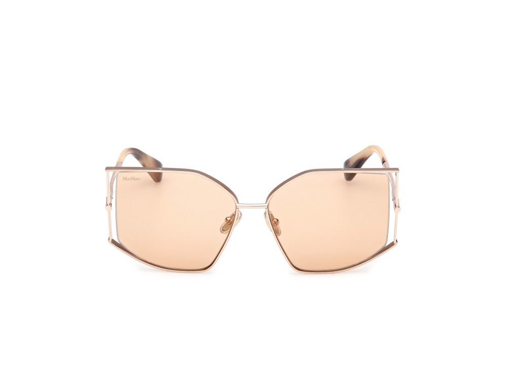 Sonnenbrillen MaxMara Menton-4 MM0142 (28E) farbe oro pallido lucido form cat-eye gläser marrone