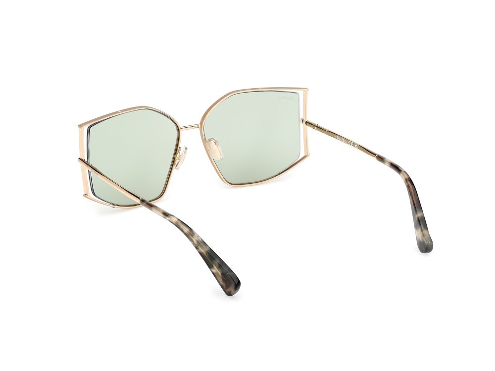 Occhiali da sole MaxMara Menton-4 MM0142 (32N) colore oro pallido lucido forma cat eye lenti verde