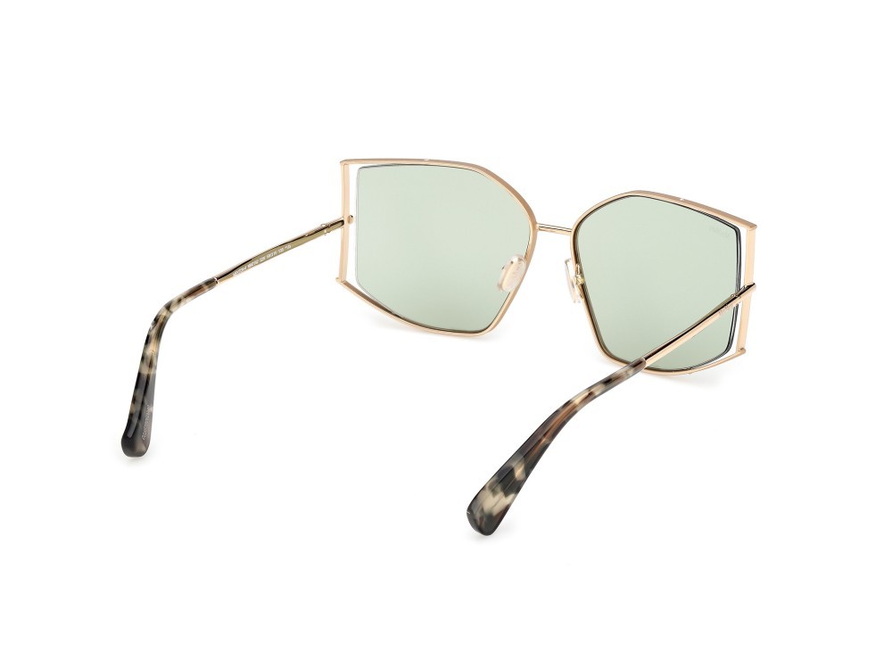 Occhiali da sole MaxMara Menton-4 MM0142 (32N) colore oro pallido lucido forma cat eye lenti verde