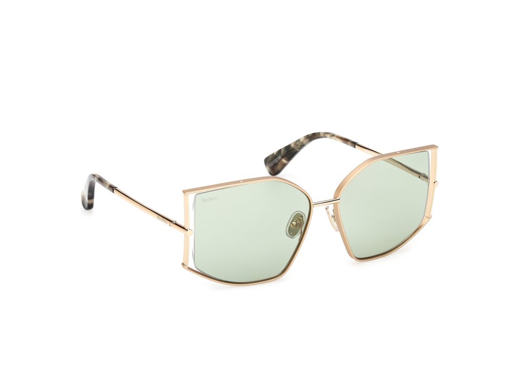 Occhiali da sole MaxMara Menton-4 MM0142 (32N) colore oro pallido lucido forma cat eye lenti verde