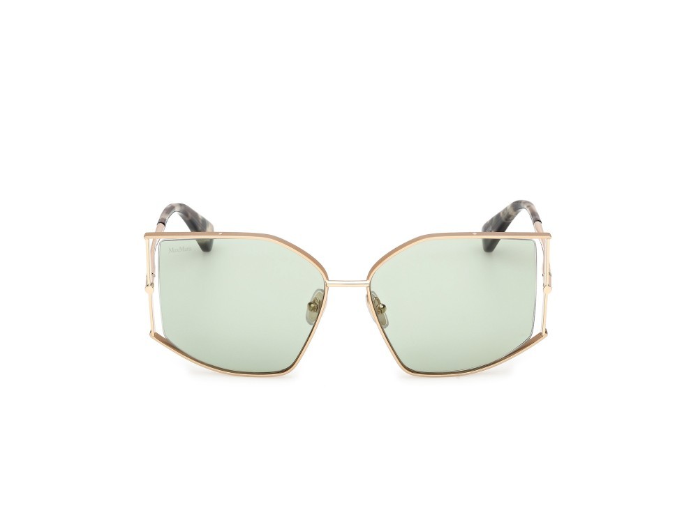 Occhiali da sole MaxMara Menton-4 MM0142 (32N) colore oro pallido lucido forma cat eye lenti verde