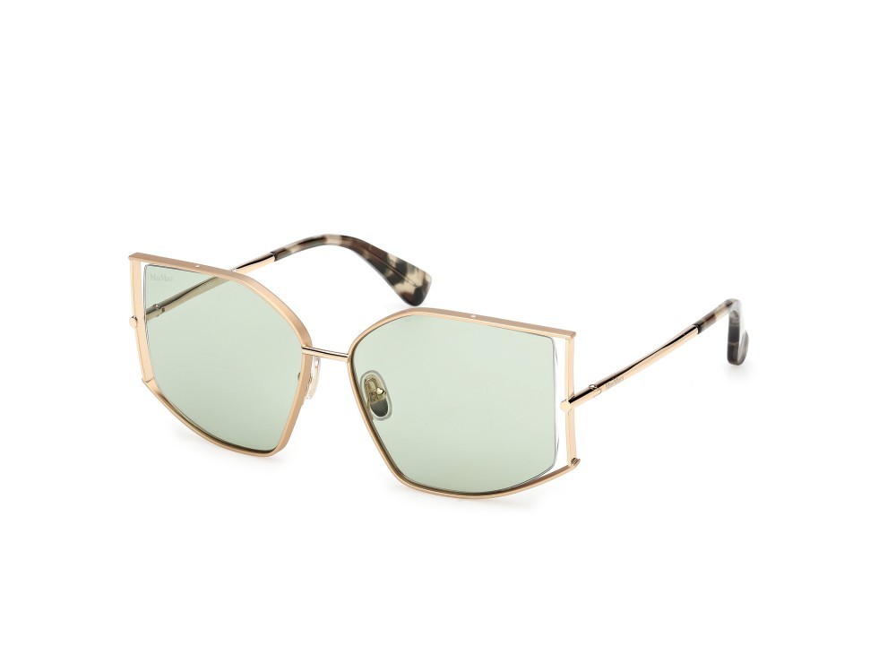 Occhiali da sole MaxMara Menton-4 MM0142 (32N) colore oro pallido lucido forma cat eye lenti verde