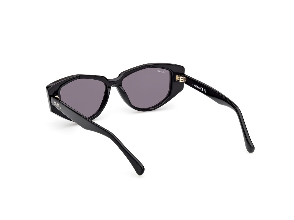 Occhiali da sole MaxMara Lee4 MM0161 (01A) colore nero lucido forma cat eye lenti fumo