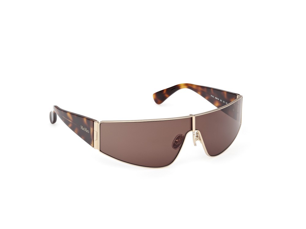 Occhiali da sole MaxMara Space MM0164 (32E) colore oro pallido lucido / avana scura forma mask lenti marrone