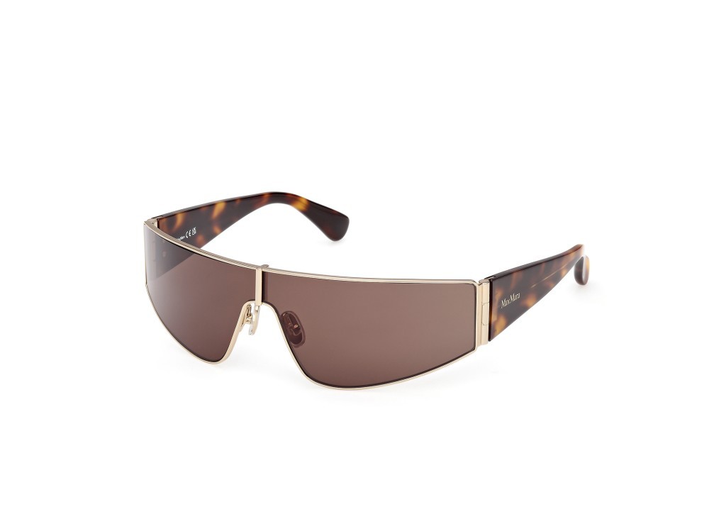 Occhiali da sole MaxMara Space MM0164 (32E) colore oro pallido lucido / avana scura forma mask lenti marrone