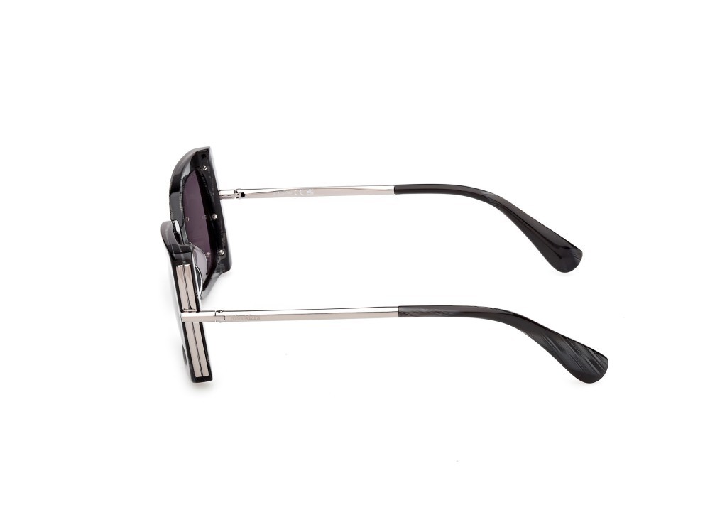 Occhiali da sole MaxMara Roquebrune MM0166 (63A) colore corno nero / rutenio scuro lucido forma farfalla lenti fumo 