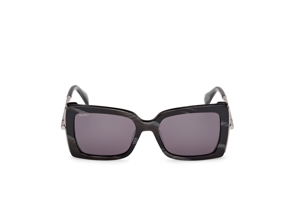 Occhiali da sole MaxMara Roquebrune MM0166 (63A) colore corno nero / rutenio scuro lucido forma farfalla lenti fumo 
