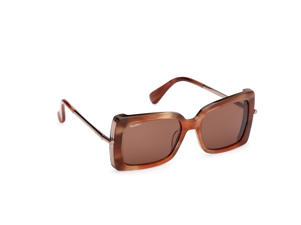 Occhiali da sole MaxMara Roquebrune MM0166 (68E) colore arancio/corno - bronzo chiaro lucido forma farfalla lenti marrone
