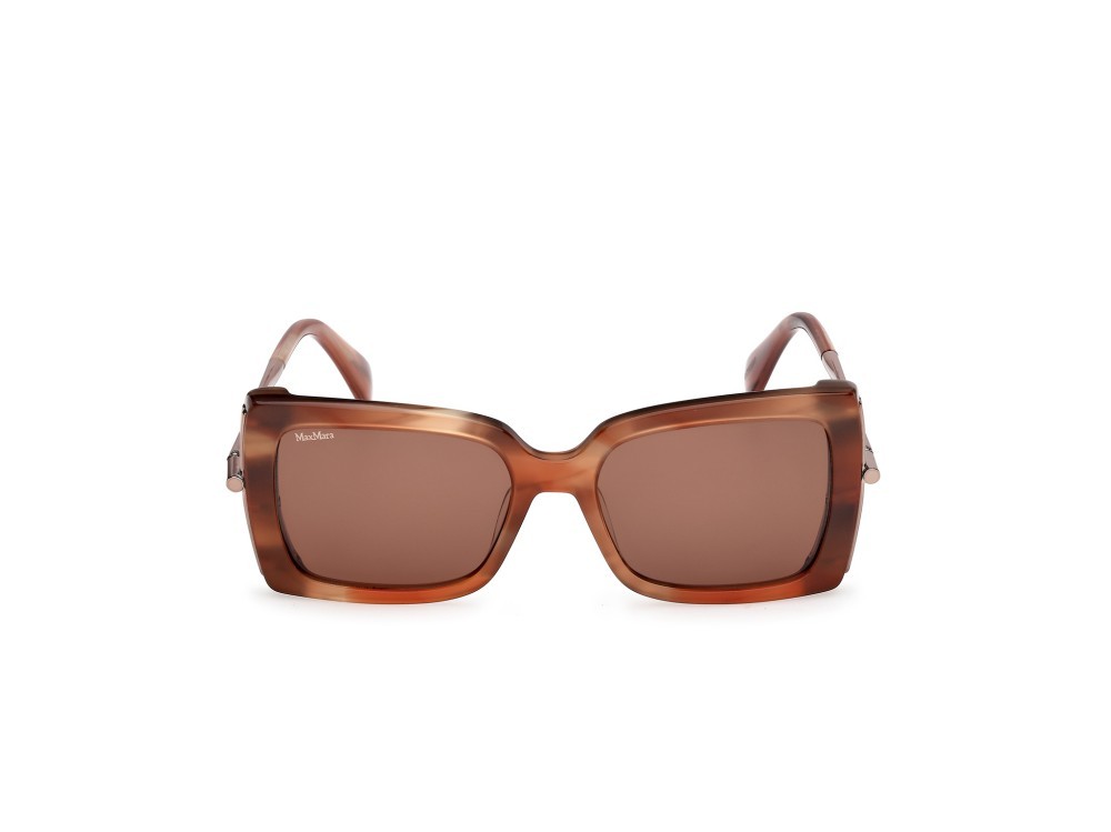 Occhiali da sole MaxMara Roquebrune MM0166 (68E) colore arancio/corno - bronzo chiaro lucido forma farfalla lenti marrone