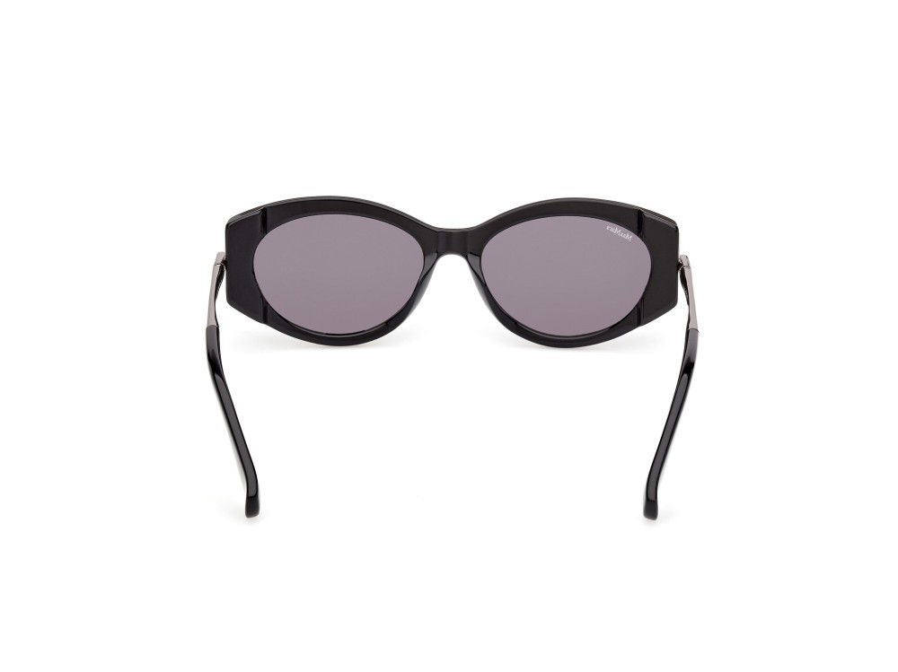 Occhiali da sole MaxMara Roquebrune1 MM0167 (01A) colore nero lucido / rutenio chiaro lucido forma ovale lenti fumo