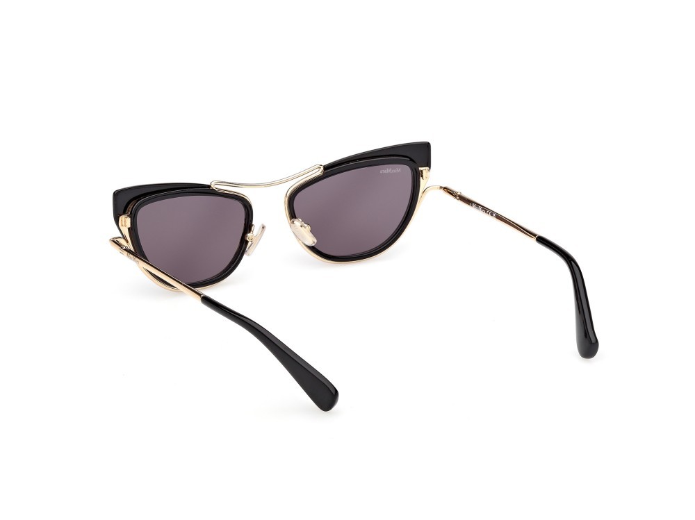 Occhiali da sole MaxMara Ruth MM0172 (01A) colore nero lucido / oro pallido lucido forma cat eye lenti fumo