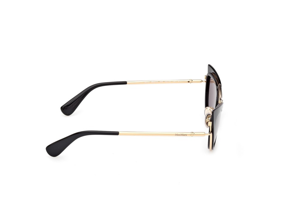 Occhiali da sole MaxMara Ruth MM0172 (01A) colore nero lucido / oro pallido lucido forma cat eye lenti fumo