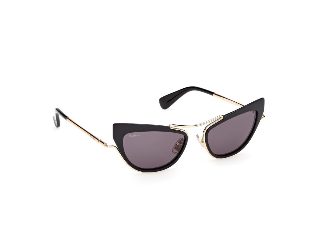 Occhiali da sole MaxMara Ruth MM0172 (01A) colore nero lucido / oro pallido lucido forma cat eye lenti fumo