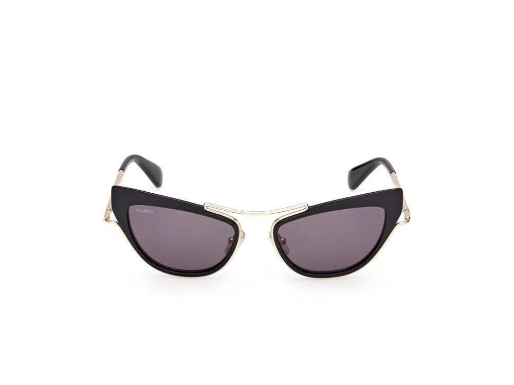 Occhiali da sole MaxMara Ruth MM0172 (01A) colore nero lucido / oro pallido lucido forma cat eye lenti fumo