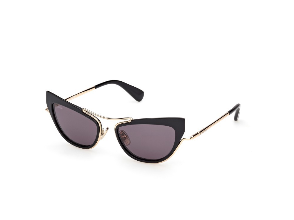 Occhiali da sole MaxMara Ruth MM0172 (01A) colore nero lucido / oro pallido lucido forma cat eye lenti fumo