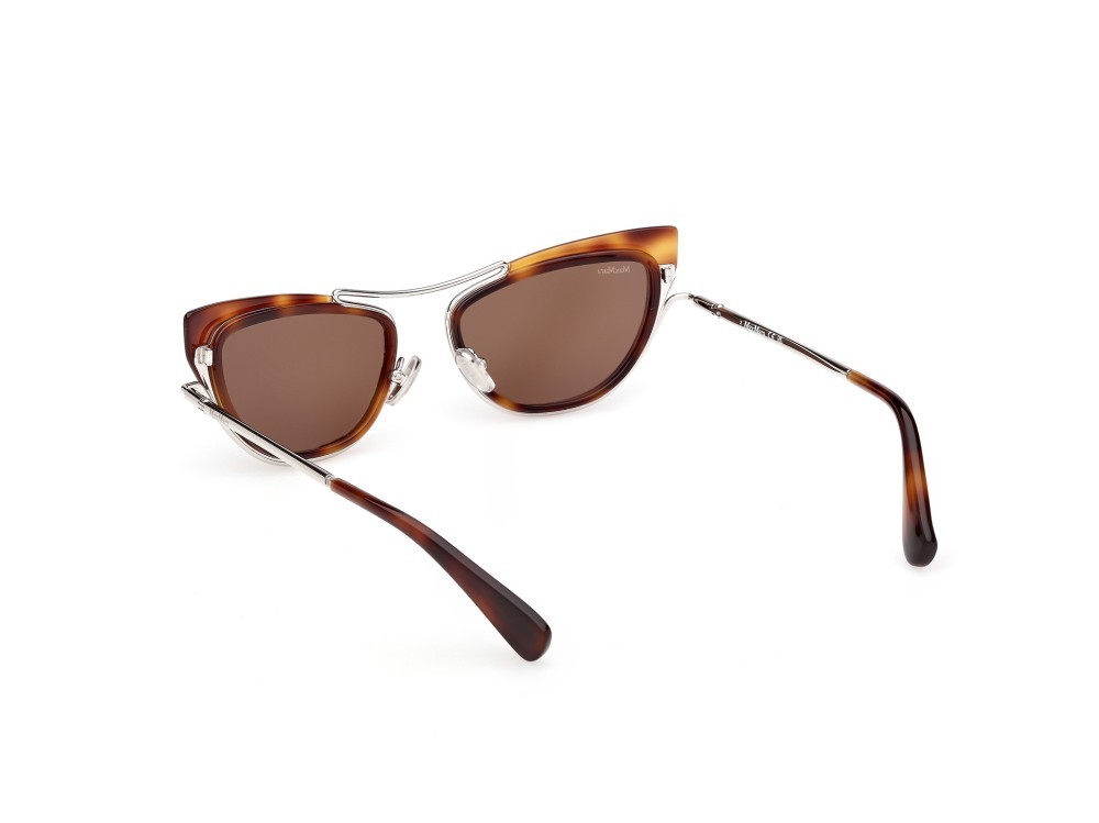 Occhiali da sole MaxMara Ruth MM0172 (52E) colore avana scura / palladio lucido forma cat eye lenti marrone