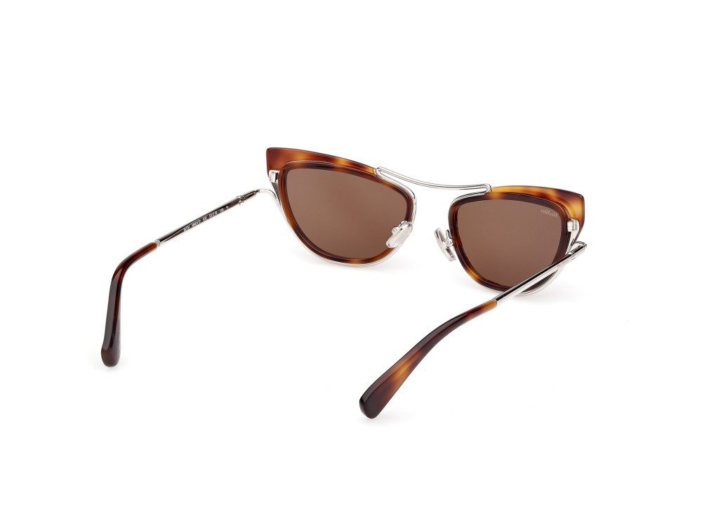 Occhiali da sole MaxMara Ruth MM0172 (52E) colore avana scura / palladio lucido forma cat eye lenti marrone