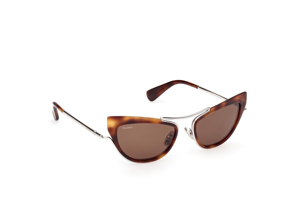 Occhiali da sole MaxMara Ruth MM0172 (52E) colore avana scura / palladio lucido forma cat eye lenti marrone