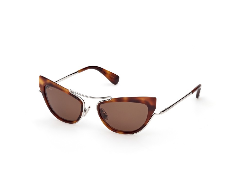 Occhiali da sole MaxMara Ruth MM0172 (52E) colore avana scura / palladio lucido forma cat eye lenti marrone