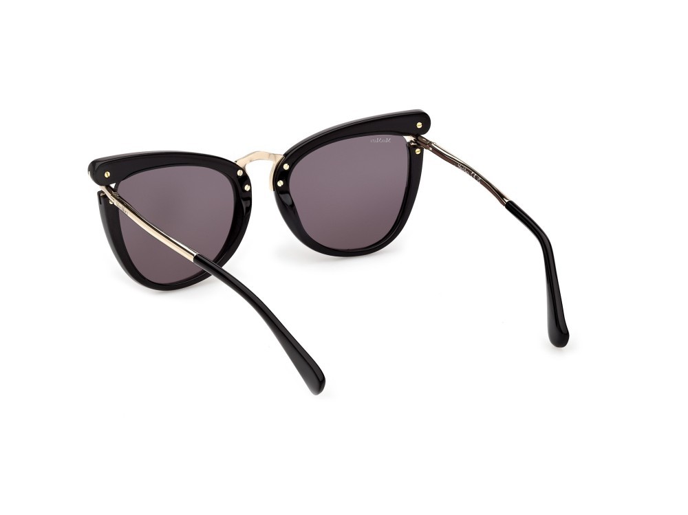 Occhiali da sole MaxMara MM0186 (01A) colore nero lucido / oro pallido lucido forma rotondo lenti fumo 
