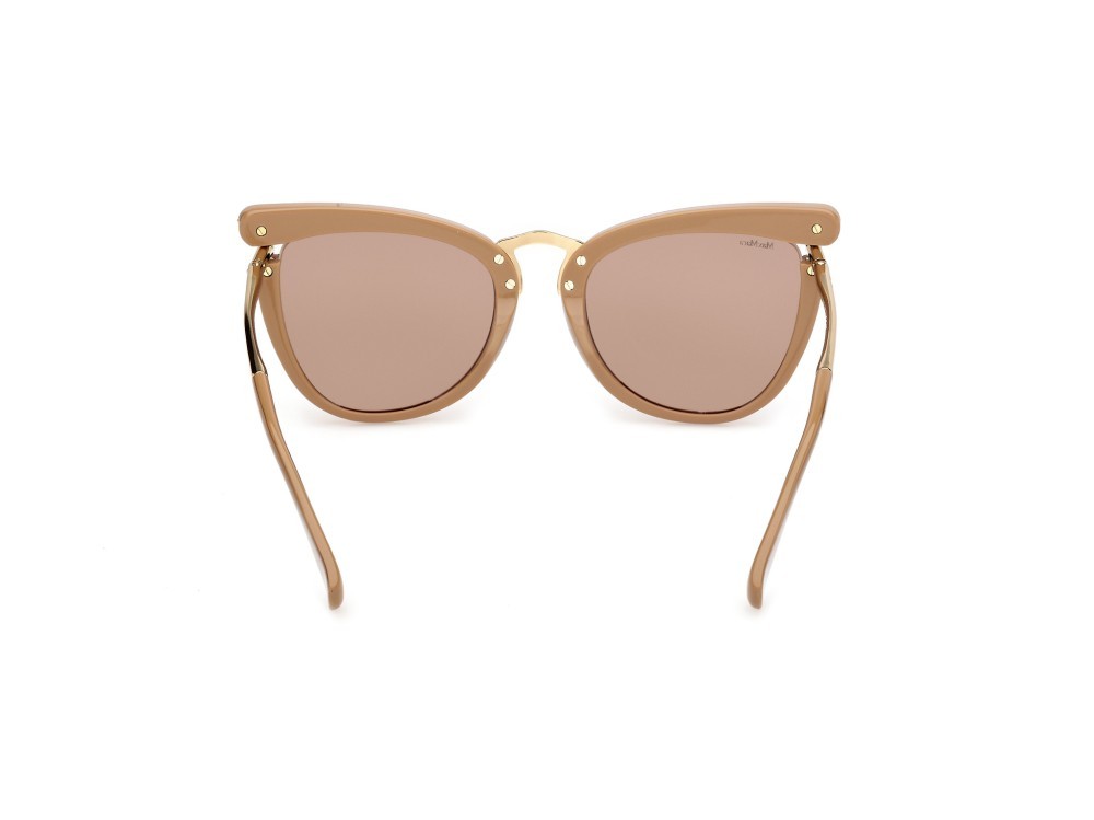 Occhiali da sole MaxMara MM0186 (46E) colore marrone chiaro lucido / oro endura lucido forma cat eye lenti fumo 
