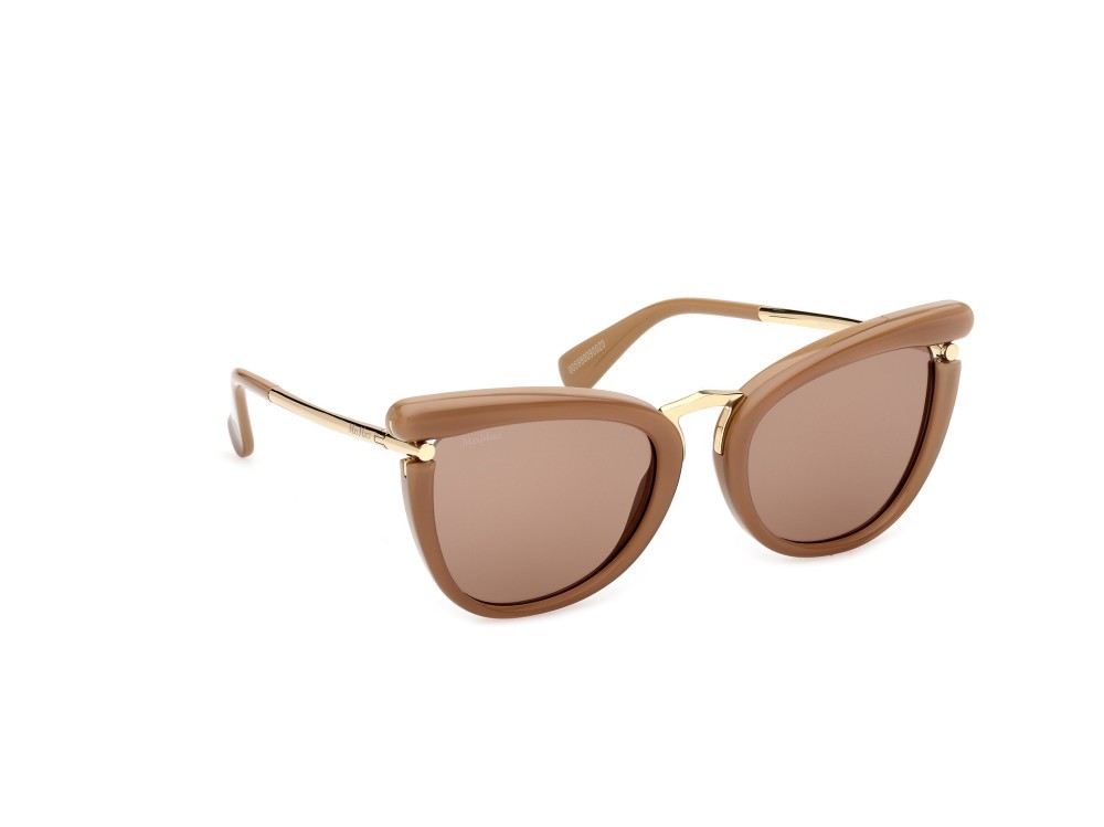 Occhiali da sole MaxMara MM0186 (46E) colore marrone chiaro lucido / oro endura lucido forma cat eye lenti fumo 
