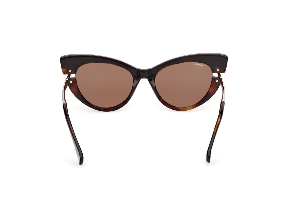 Occhiali da sole MaxMara MM0187 (56E) colore nero/avana / oro pallido lucido forma cat eye lenti marrone
