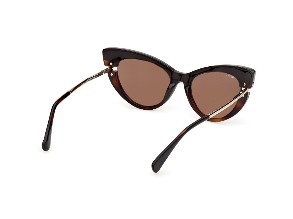 Occhiali da sole MaxMara MM0187 (56E) colore nero/avana / oro pallido lucido forma cat eye lenti marrone