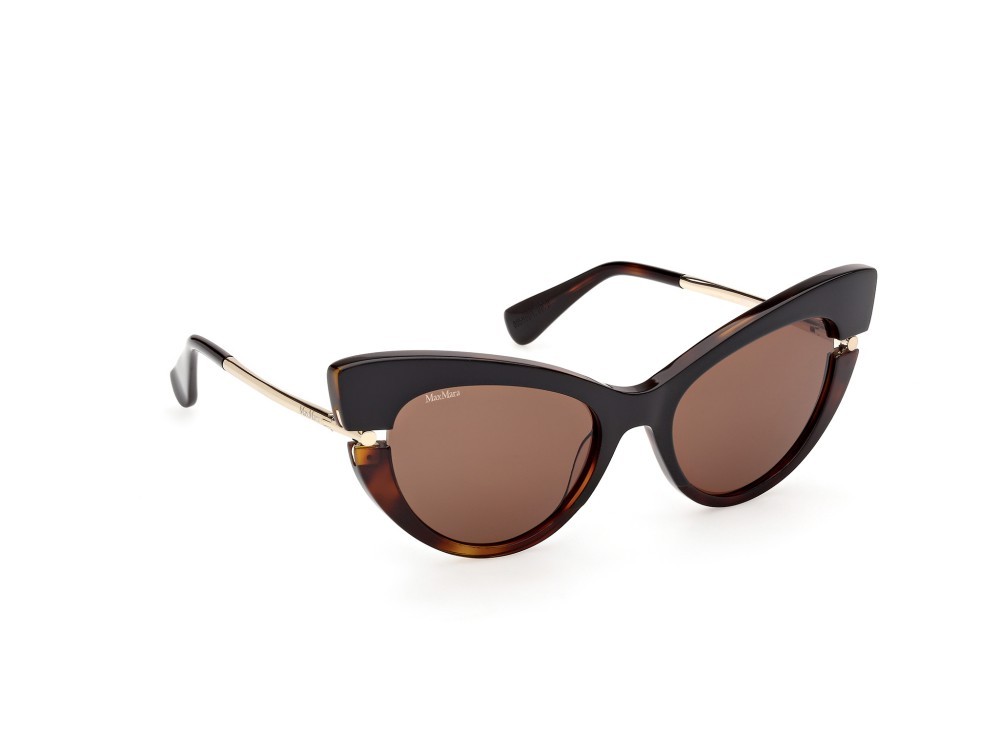 Occhiali da sole MaxMara MM0187 (56E) colore nero/avana / oro pallido lucido forma cat eye lenti marrone