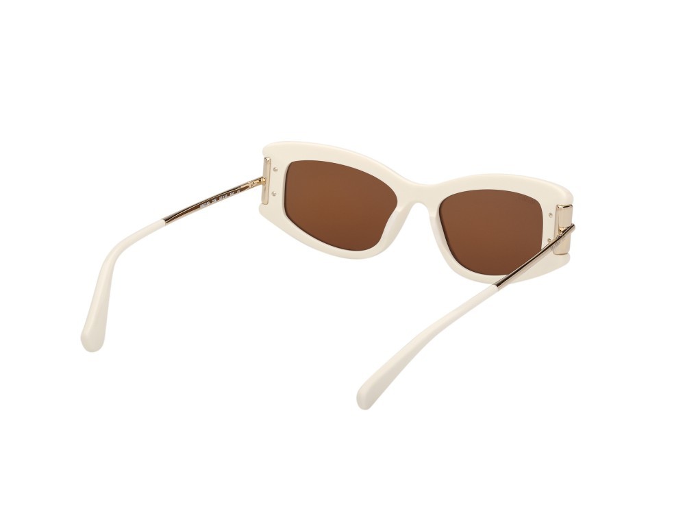 Occhiali da sole MaxMara MM0189 (25E) colore bianco lucido / oro pallido lucido forma cat eye lenti marrone