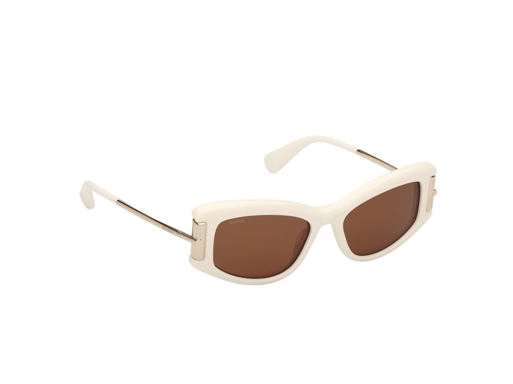 Occhiali da sole MaxMara MM0189 (25E) colore bianco lucido / oro pallido lucido forma cat eye lenti marrone