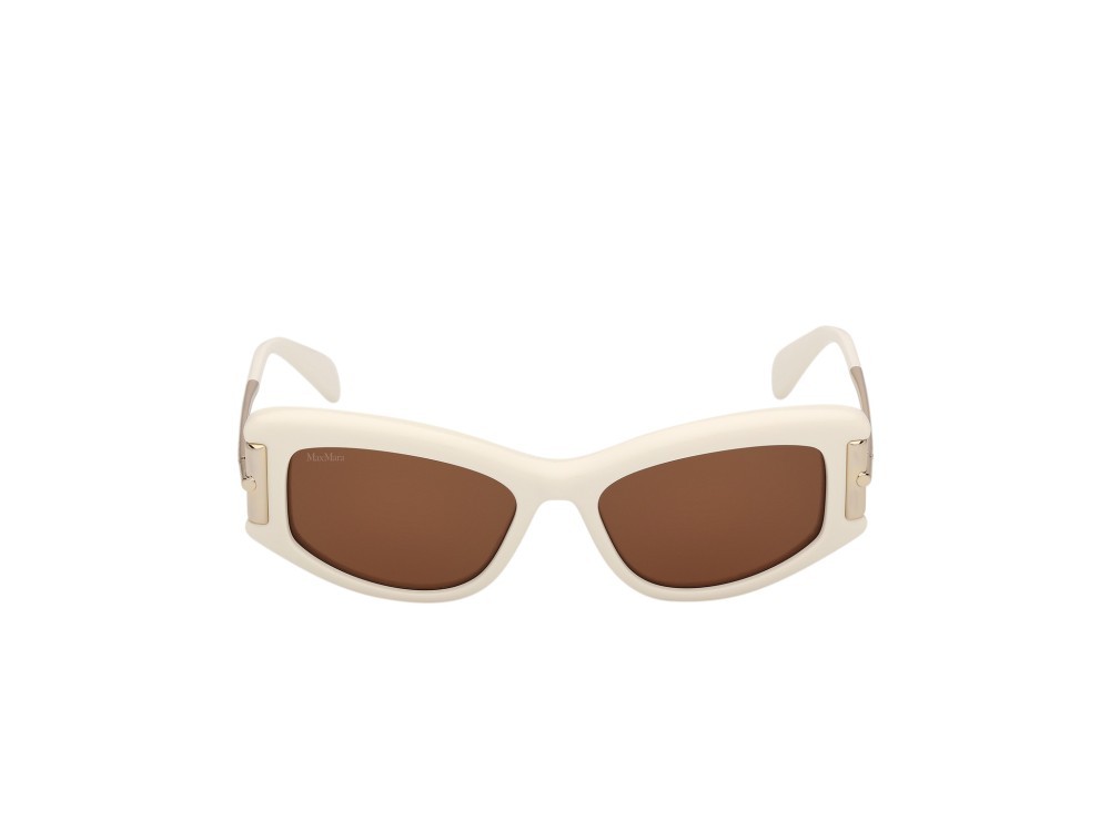 Occhiali da sole MaxMara MM0189 (25E) colore bianco lucido / oro pallido lucido forma cat eye lenti marrone