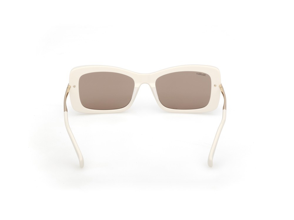 Occhiali da sole MaxMara MM0194 (25E) colore bianco lucido / oro pallido lucido forma rettangolare lenti marrone