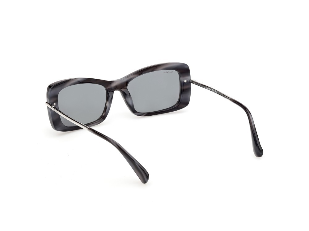 Occhiali da sole MaxMara MM0194 (64A) colore azzurro/striato / palladio lucido forma rettangolare lenti fumo 