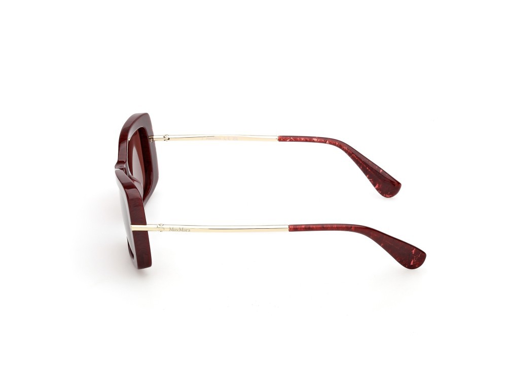 Occhiali da sole MaxMara MM0194 (71S) colore bordeaux texture / oro pallido lucido forma rettangolare lenti bordeaux