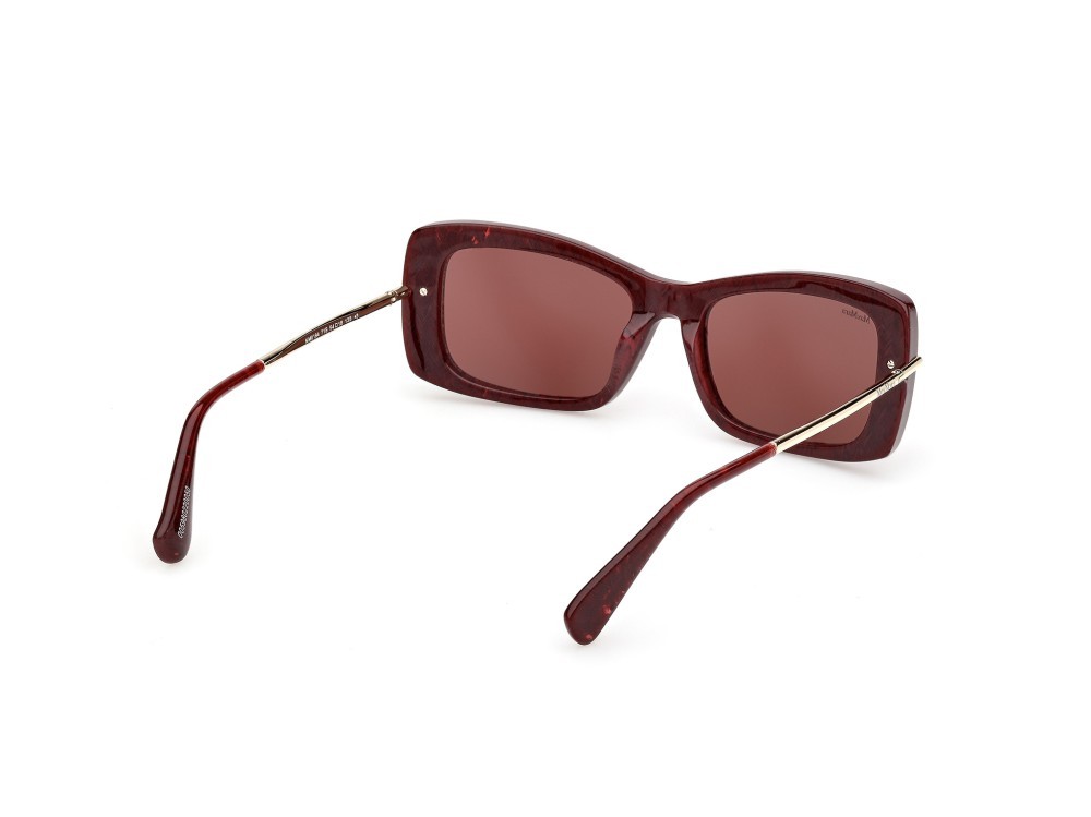 Occhiali da sole MaxMara MM0194 (71S) colore bordeaux texture / oro pallido lucido forma rettangolare lenti bordeaux