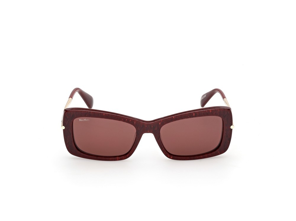Occhiali da sole MaxMara MM0194 (71S) colore bordeaux texture / oro pallido lucido forma rettangolare lenti bordeaux