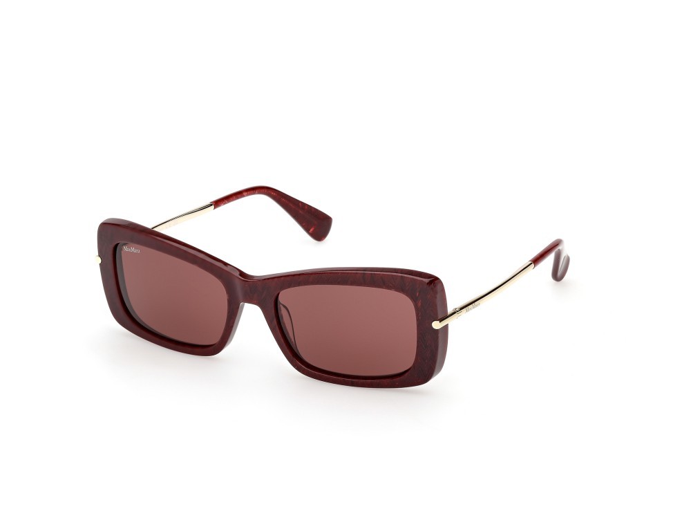 Occhiali da sole MaxMara MM0194 (71S) colore bordeaux texture / oro pallido lucido forma rettangolare lenti bordeaux