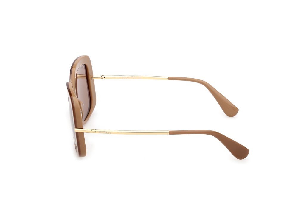 Occhiali da sole MaxMara MM0195 (46E) colore marrone chiaro lucido / oro endura lucido forma quadrato lenti marrone