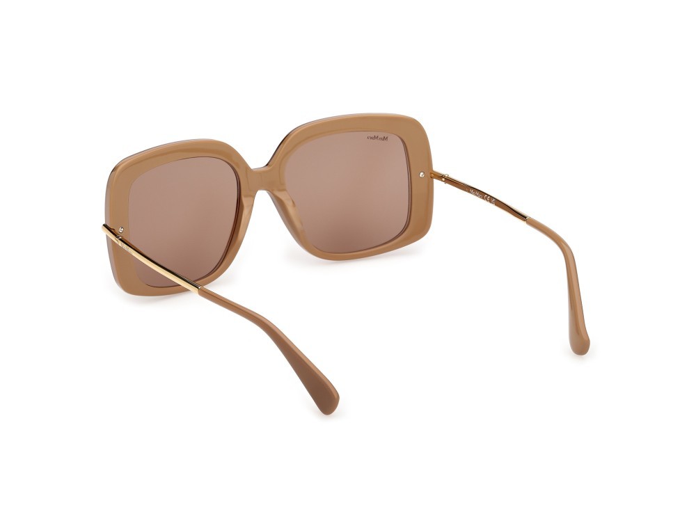 Occhiali da sole MaxMara MM0195 (46E) colore marrone chiaro lucido / oro endura lucido forma quadrato lenti marrone