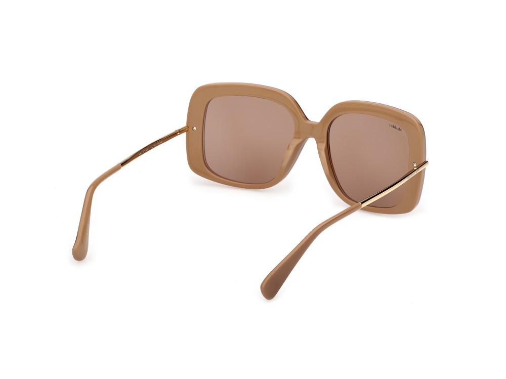 Occhiali da sole MaxMara MM0195 (46E) colore marrone chiaro lucido / oro endura lucido forma quadrato lenti marrone