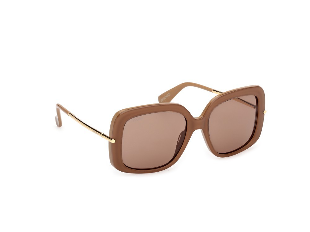 Occhiali da sole MaxMara MM0195 (46E) colore marrone chiaro lucido / oro endura lucido forma quadrato lenti marrone