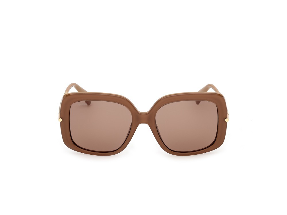 Occhiali da sole MaxMara MM0195 (46E) colore marrone chiaro lucido / oro endura lucido forma quadrato lenti marrone