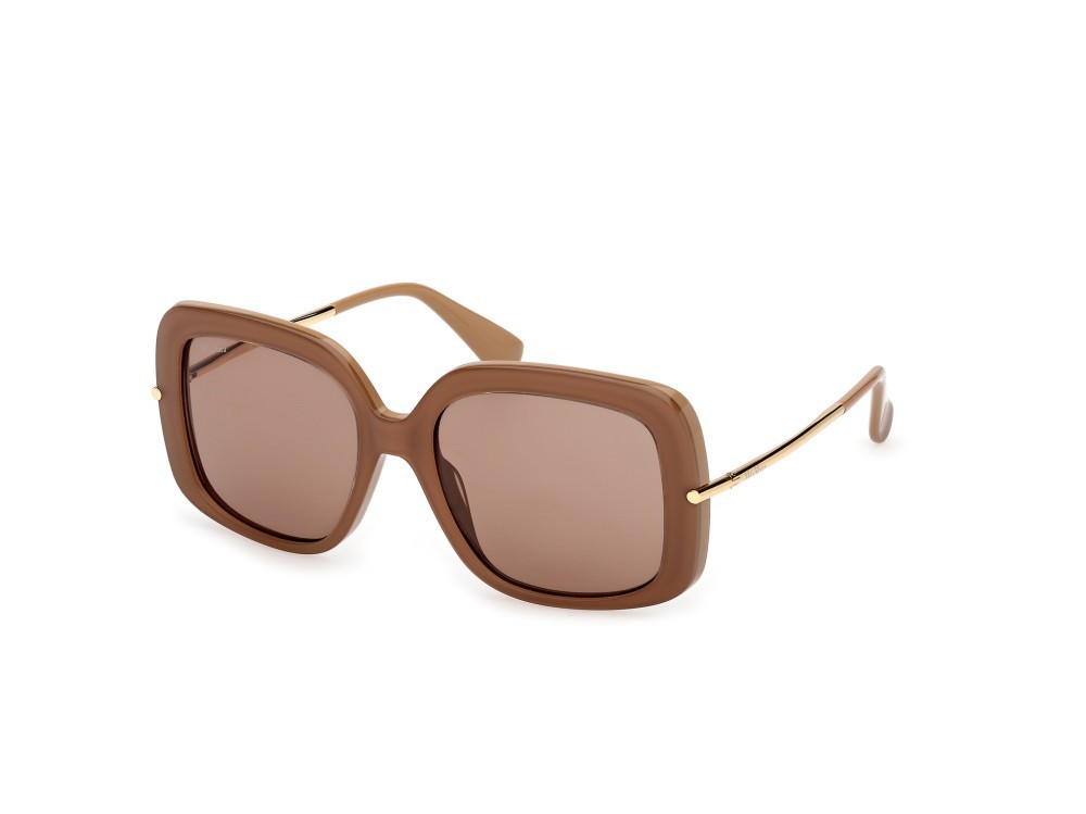 Occhiali da sole MaxMara MM0195 (46E) colore marrone chiaro lucido / oro endura lucido forma quadrato lenti marrone