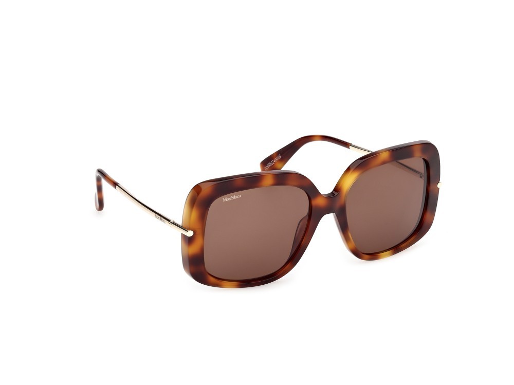Occhiali da sole MaxMara MM0195 (52E) colore avana scura / oro pallido lucido forma quadrato lenti fumo