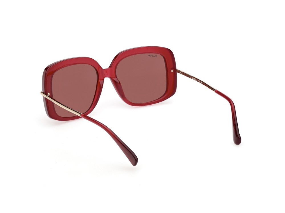 Occhiali da sole MaxMara MM0195 (69S) colore bordeaux lucido / oro pallido lucido forma quadrato lenti bordeaux